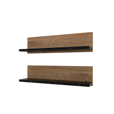Étagère murale Rangement mural en bois MDF mélaminé pin Atlantique et noir largeur 60 cm lot de 2