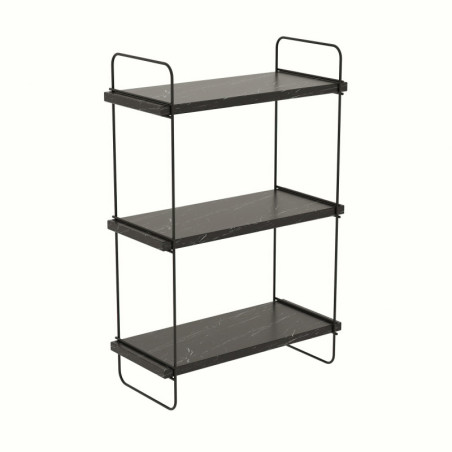 Étagère murale Rangement mural en bois MDF mélaminé effet marbre noir et métal largeur 40 cm hauteur 66 cm