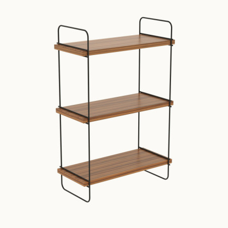 Étagère murale Rangement mural en bois MDF mélaminé noyer et métal largeur 40 cm hauteur 66 cm
