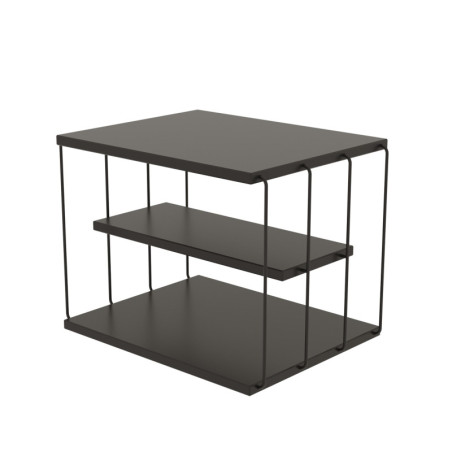 Table dappoint Bout de canapé en bois MDF mélaminé anthracite et métal noir largeur 50 cm 2 niveaux style industriel