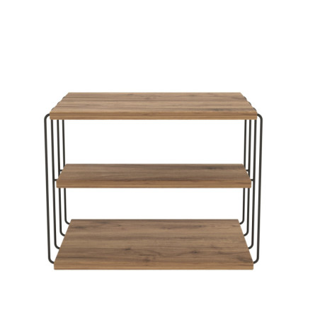 Table d'appoint Bout de canapé Bois MDF mélaminé Pin Atlantique et Métal Noir L 50 cm Industriel