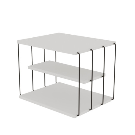 Table d'appoint Bout de canapé Bois MDF mélaminé Blanc et Métal Noir L 50 cm Moderne