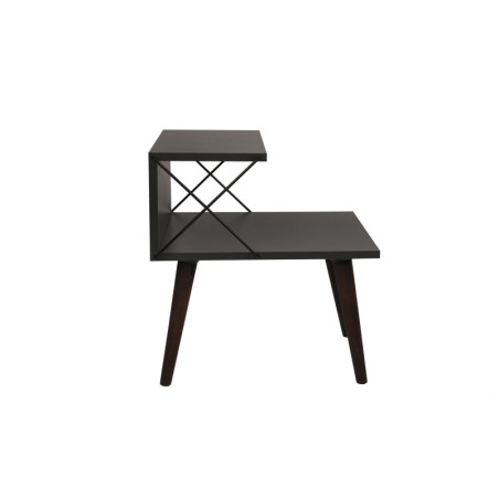 Table de chevet Table de nuit Bois MDF mélaminé Anthracite L 50 cm avec étagère Industriel