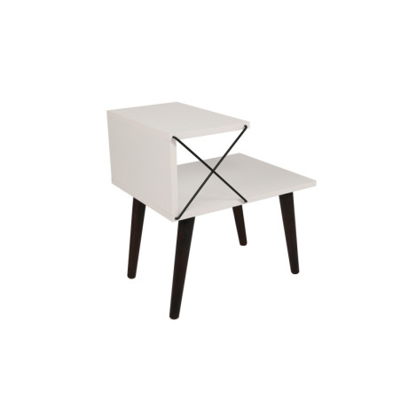 Table de chevet Table de nuit Bois MDF mélaminé Blanc L 50 cm avec étagère Moderne