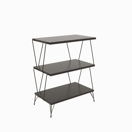 Table d'appoint Bout de canapé Bois MDF mélaminé Anthracite L 46 cm avec étagères Industriel