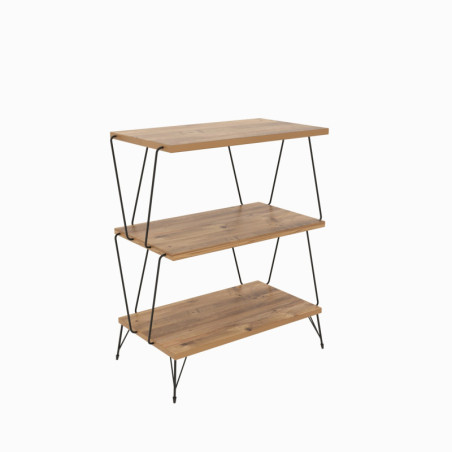 Table d'appoint Bout de canapé Bois MDF mélaminé Pin L 46 cm avec étagères Industriel