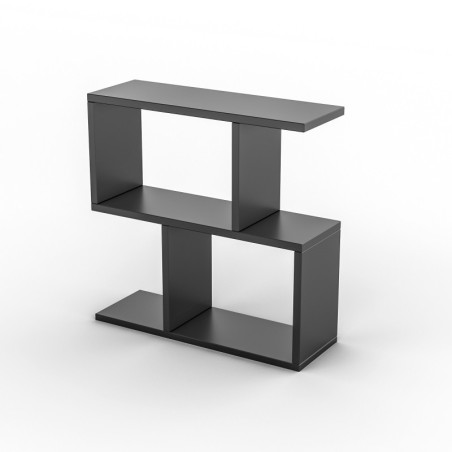 Table d'appoint Bout de canapé Bois MDF mélaminé Anthracite L 60 cm avec étagères Moderne