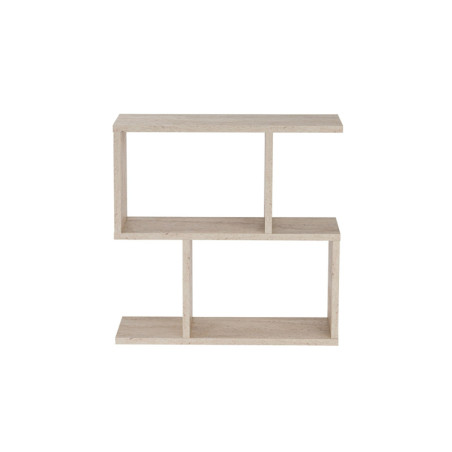 Table d'appoint Bout de canapé Bois MDF mélaminé Effet Travertin L 60 cm avec étagères Moderne