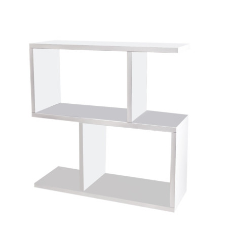 Table d'appoint Bout de canapé Bois MDF mélaminé Blanc L 60 cm avec étagères Moderne