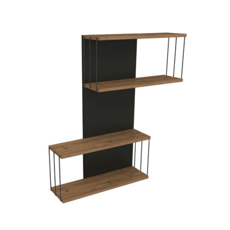 Étagère murale Rangement mural Bois MDF mélaminé Anthracite et Chêne L 65 cm Industriel