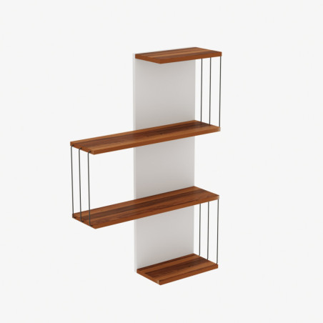 Étagère murale Rangement mural Bois MDF mélaminé Pin et Blanc L 64 cm Industriel