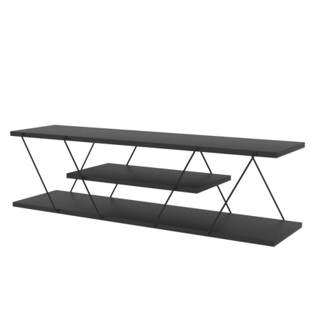 Meuble TV Banc TV Bois MDF mélaminé Anthracite et Gris avec cadre Métal L 120 cm Industriel