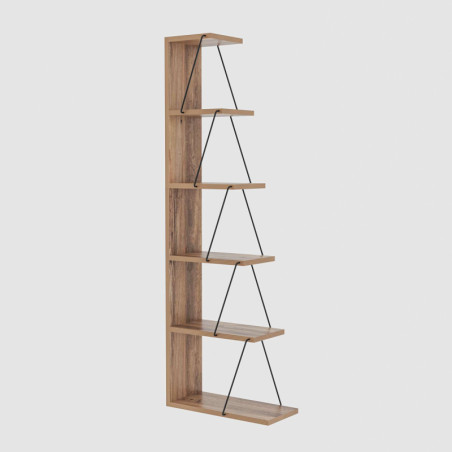 Bibliothèque Étagère de rangement Bois MDF mélaminé Pin avec cadre Métal H 150 cm Industriel