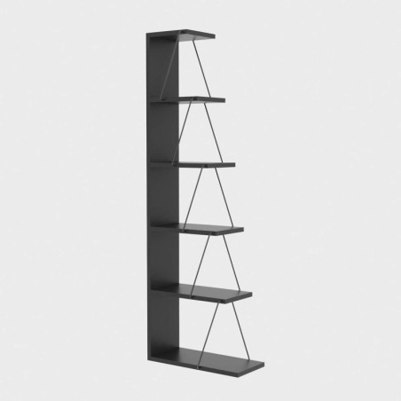 Bibliothèque Étagère de rangement Bois MDF mélaminé Anthracite avec cadre Métal H 150 cm Industriel