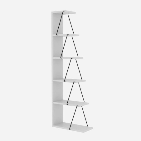 Bibliothèque Étagère de rangement Bois MDF mélaminé Blanc avec cadre Métal H 150 cm