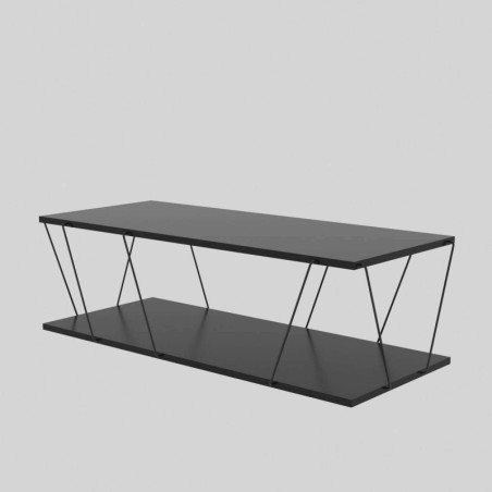 Table basse Table de salon Bois MDF mélaminé Anthracite avec cadre Métal L 120 cm Industriel