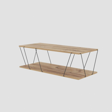 Table basse Table de salon Bois MDF mélaminé Pin avec cadre Métal L 120 cm Industriel