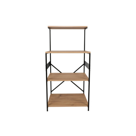 Armoire polyvalente Meuble de rangement Bois MDF mélaminé Pin et Noir avec pieds Métal H 124 cm Industriel