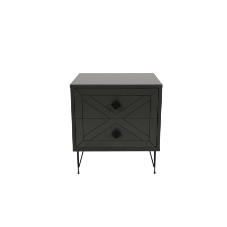 Table de chevet Table de nuit Bois MDF mélaminé Anthracite L 50 cm avec tiroir Industriel