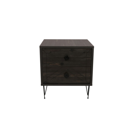 Table de chevet Table de nuit Bois MDF mélaminé Marron foncé avec pieds Métal L 50 cm Rustique Industriel