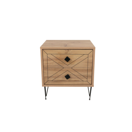 Table de chevet Table de nuit Bois MDF mélaminé Pin avec pieds Métal L 50 cm Rustique Industriel