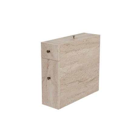 Meuble de salle de bain Armoire de rangement Bois MDF mélaminé Effet Travertin L 60 cm avec tiroir