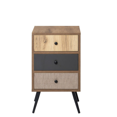 Commode Meuble de rangement Bois MDF mélaminé L 41 cm avec 3 tiroirs et pieds Fer