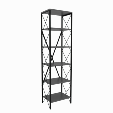Bibliothèque Étagère de rangement Bois MDF mélaminé Anthracite et Noir H 180 cm