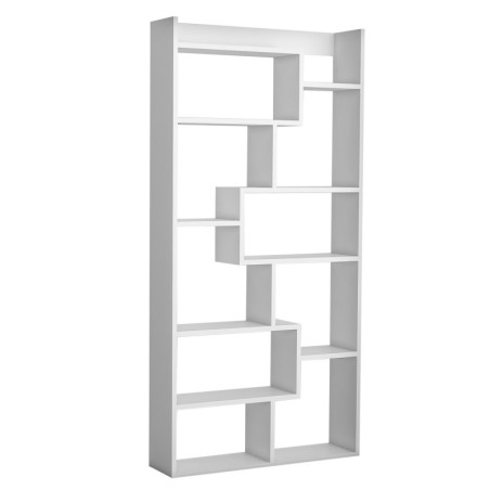 Bibliothèque Étagère de rangement Bois MDF mélaminé Blanc H 182 cm Scandinave