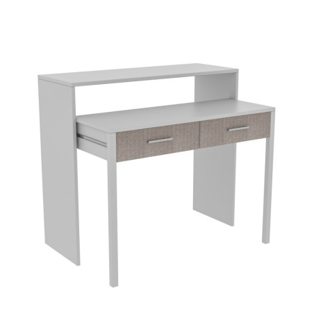 Bureau d'étude Bureau informatique Bois MDF mélaminé Blanc L 99 cm avec étagères Scandinave