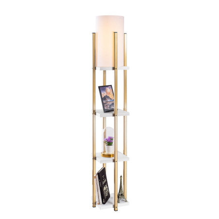 Lampadaire Lampe sur pied Métal Blanc et Doré H 130 cm E27 40 W IP20