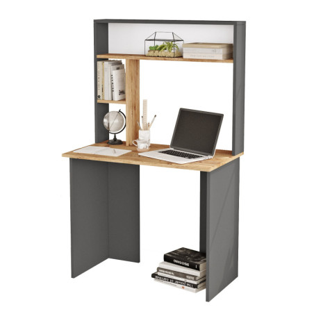 Bureau d'étude Table de travail en bois MDF mélaminé pin atlantique et anthracite L 90 cm