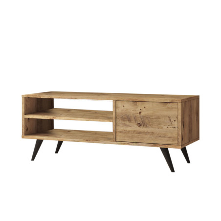 Meuble TV Banc télévision en bois MDF mélaminé pin atlantique L 110 cm avec pieds en bois