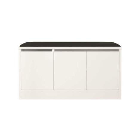 Meuble à chaussures Banc à chaussures en bois MDF mélaminé blanc L 89,6 cm avec assise en cuir PU