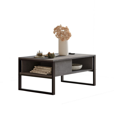 Table basse Table de salon en bois MDF mélaminé argent L 100 cm avec structure métal Industriel