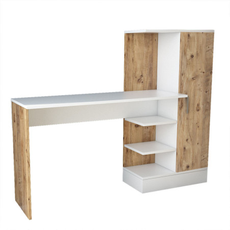 Bureau d'étude Table de travail en bois MDF mélaminé pin atlantique et blanc L 152,3 cm Moderne