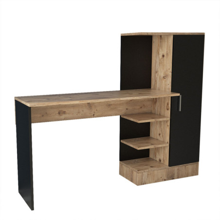 Bureau d'étude Table de travail en bois MDF mélaminé pin atlantique et noir L 152,3 cm Moderne