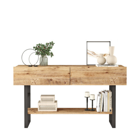 Meuble d'entrée Console de rangement en bois MDF mélaminé pin atlantique L 138,8 cm