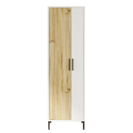 Armoire polyvalente Meuble de rangement en bois MDF mélaminé noyer et blanc H 165 cm avec cadre métal