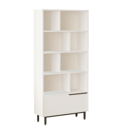 Bibliothèque Étagère en bois MDF mélaminé blanc H 175,6 cm avec pieds métal
