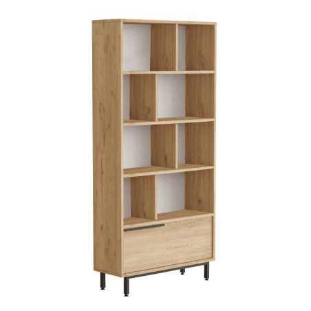 Bibliothèque Étagère en bois MDF mélaminé noyer H 175,6 cm avec pieds métal