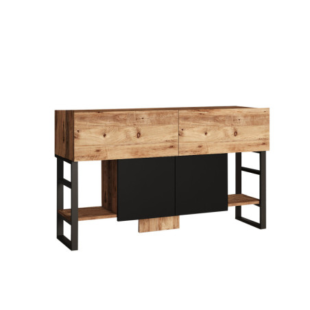 Console Meuble d'entrée en bois MDF mélaminé pin atlantique L 138,8 cm avec cadre métal