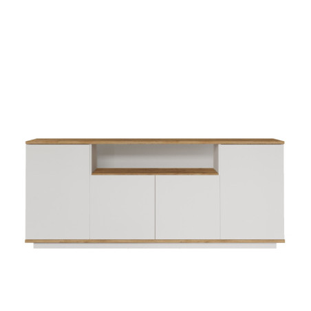 Console Meuble d'entrée en bois MDF mélaminé pin atlantique et blanc L 180 cm