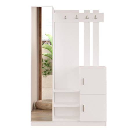 Meuble d'entrée Vestiaire en bois MDF mélaminé blanc H 180 cm