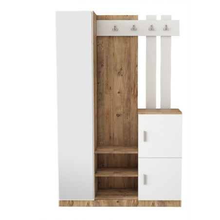 Meuble d'entrée Vestiaire en bois MDF mélaminé pin atlantique et blanc H 179,7 cm Moderne