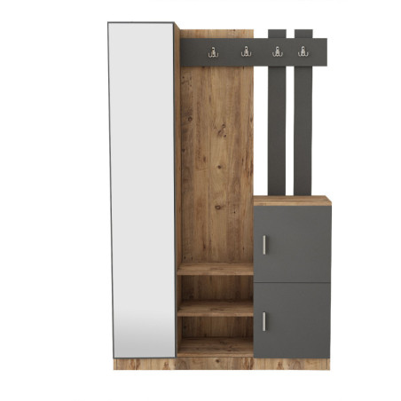 Meuble d'entrée Vestiaire en bois MDF mélaminé pin atlantique et anthracite H 179,7 cm Moderne