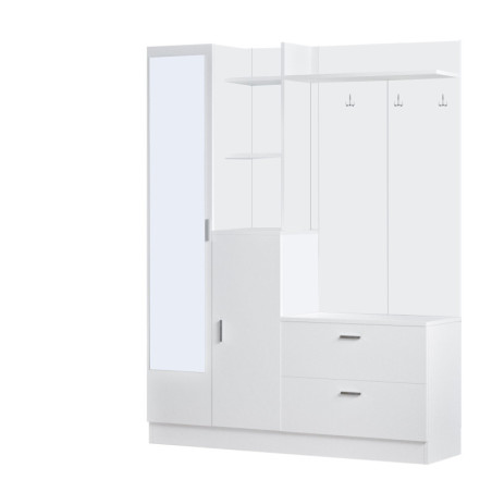 Meuble d'entrée Vestiaire en bois MDF mélaminé blanc H 181,8 cm Moderne
