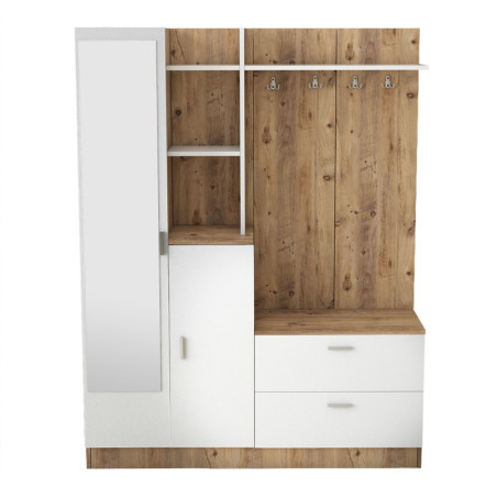 Meuble d'entrée Vestiaire en bois MDF mélaminé pin atlantique et blanc H 181,8 cm Moderne