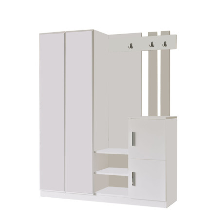 Meuble d'entrée Vestiaire en bois MDF mélaminé blanc H 179,7 cm Moderne