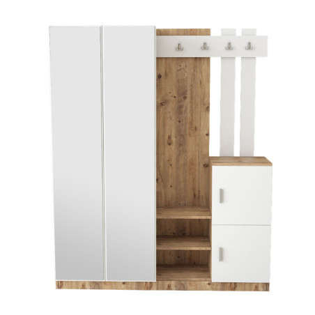 Meuble d'entrée Vestiaire en bois MDF mélaminé pin atlantique et blanc H 179,7 cm Moderne